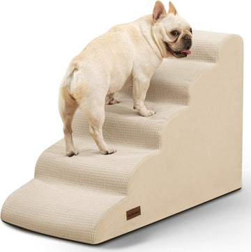 Dog Stairs for High Bed, 5-Step Pet Ramp for Small Dogs and Cats