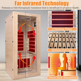 Infrared Home Sauna Room 1 Person Hemlock Wooden Indoor Dry Sauna，Low EMF 1200W/110V Heaters Panels,LCD Control