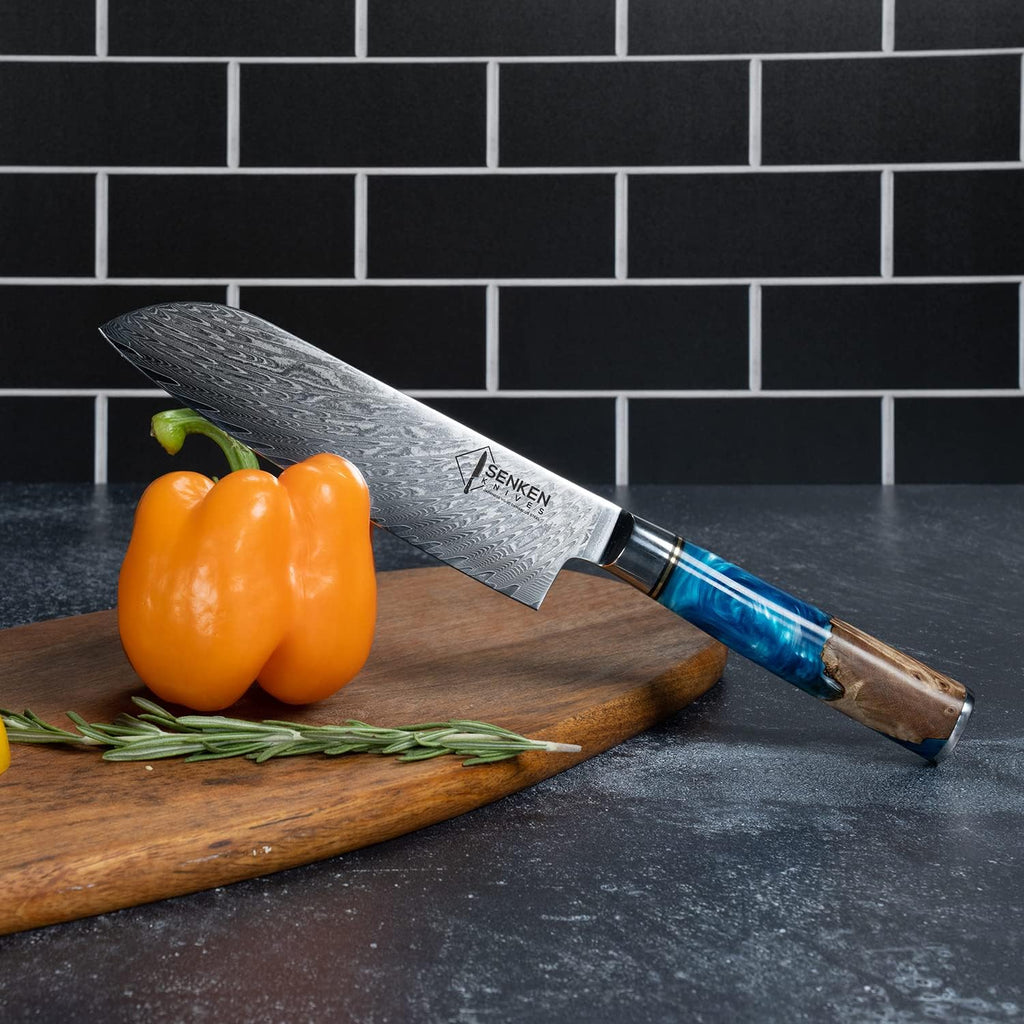 7-Piece Damascus Kitchen Knife Set - Tsunami Collection - 67-Layer Japanese VG10 Steel - Chef's Knife, Cleaver