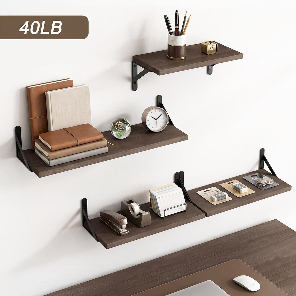 4 Different Sizes Floating Shelves for Wall Home Decor, Walnut