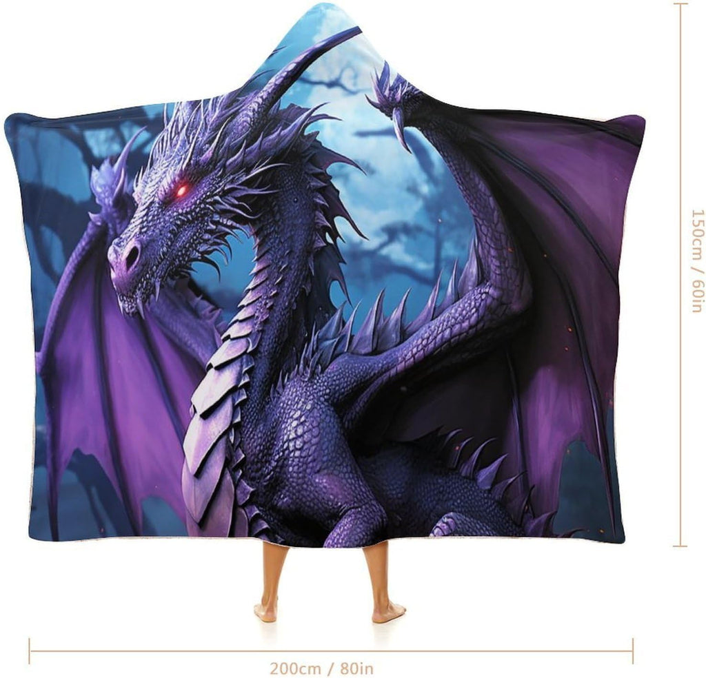 Purple Dragon Purple Moon Wearable Blanket Hoodie for Adults Oversized Fleece Hooded Sweatshirt Blanket Soft Cozy Wrap