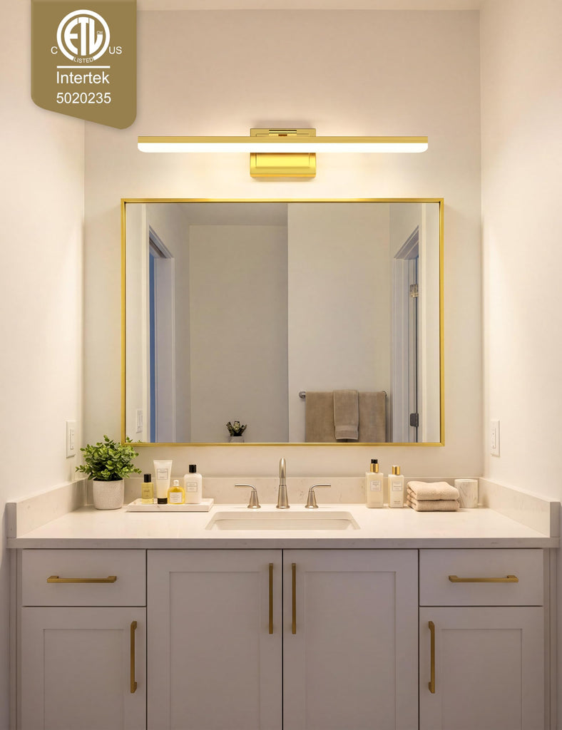 Modern Bathroom Vanity Light 31.5 inch, Rotatable, 28W Dimmable 5CCT Led Bathroom Light Fixture Over Mirror, Gold Bar