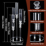 5Pcs Acrylic Candelabra 5 Arms Clear Candle Holder, Elegant Candlestick Holders for Table Centerpieces, Dining Room