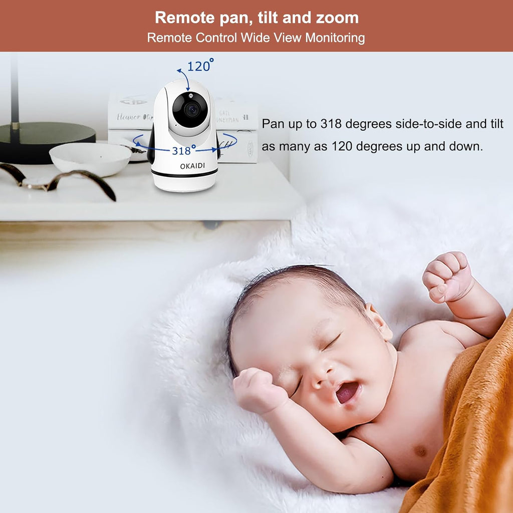 5" Screen Pan-Tilt-Zoom Video Baby Monitor with 2 Cameras No WiFi