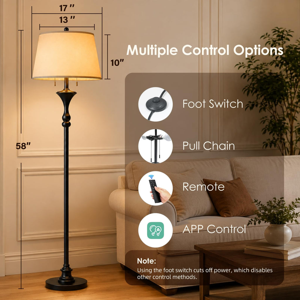 58'' Dimmable Floor Lamp with Remote Control(E26 Bulbs Included)