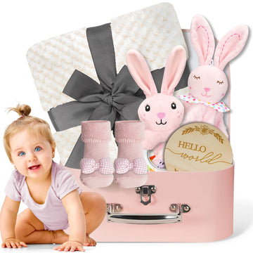 Baby Girl Gift Set, Premium Welcome Baby Gifts Set for Newborn Baby Girls, Multiple Cute Baby Girls Gift Basket Set