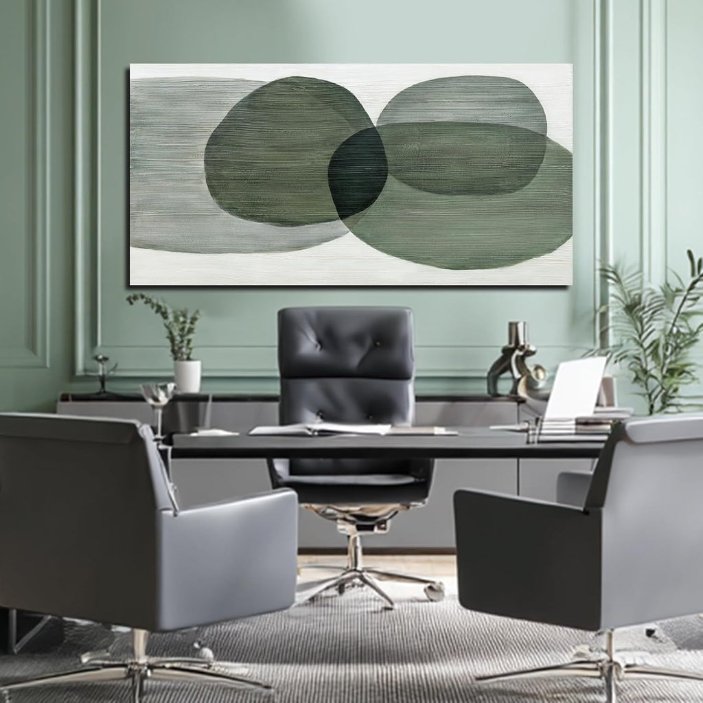 Minimalist Abstract Wall Art Green and White Geometric Gradient Canvas Wall Decor Bedroom Nordic Style Mural 29x58