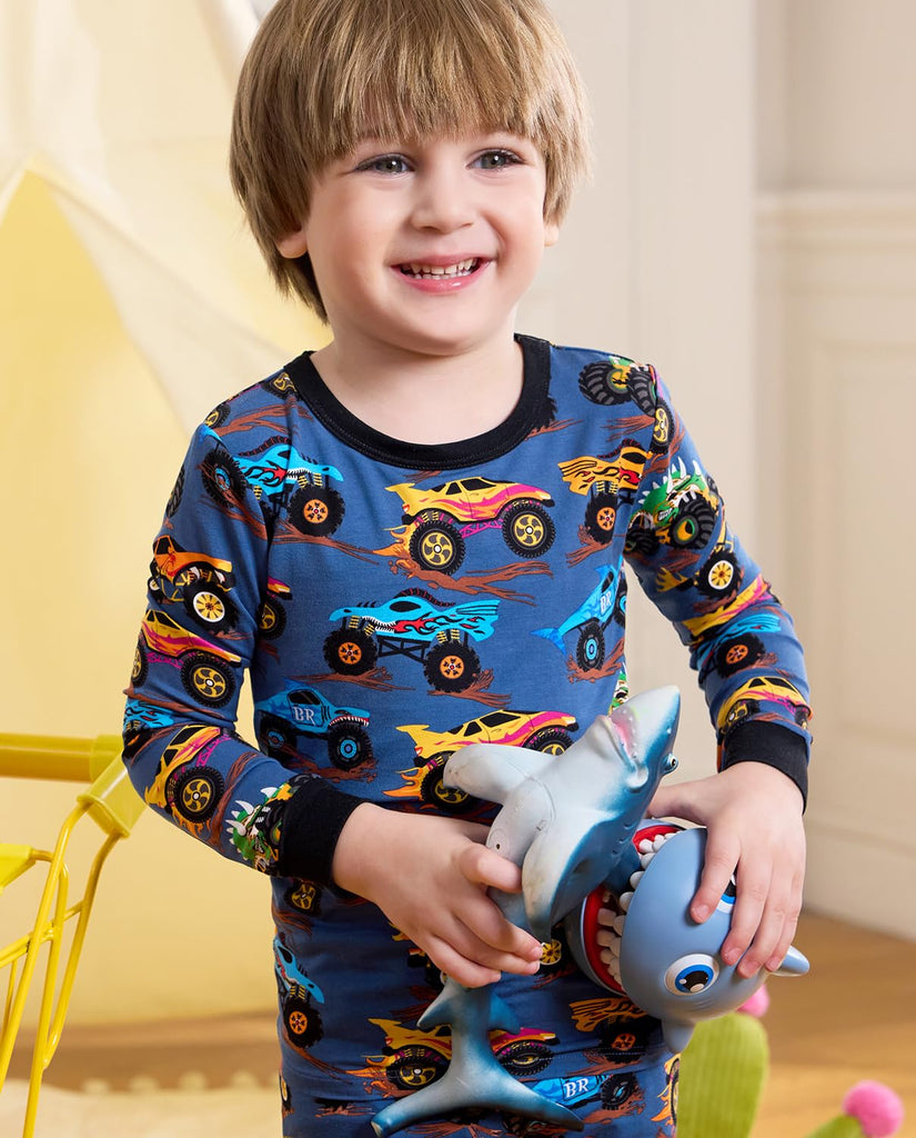Bamboo Viscose Toddler Kids Pajamas Set, Long Sleeve Boys