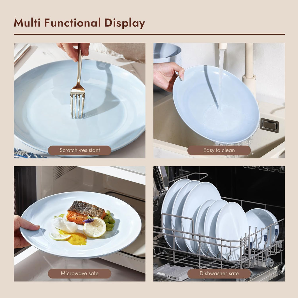 18-Piece Bone China Dinnerware Set for 6, Misty Blue