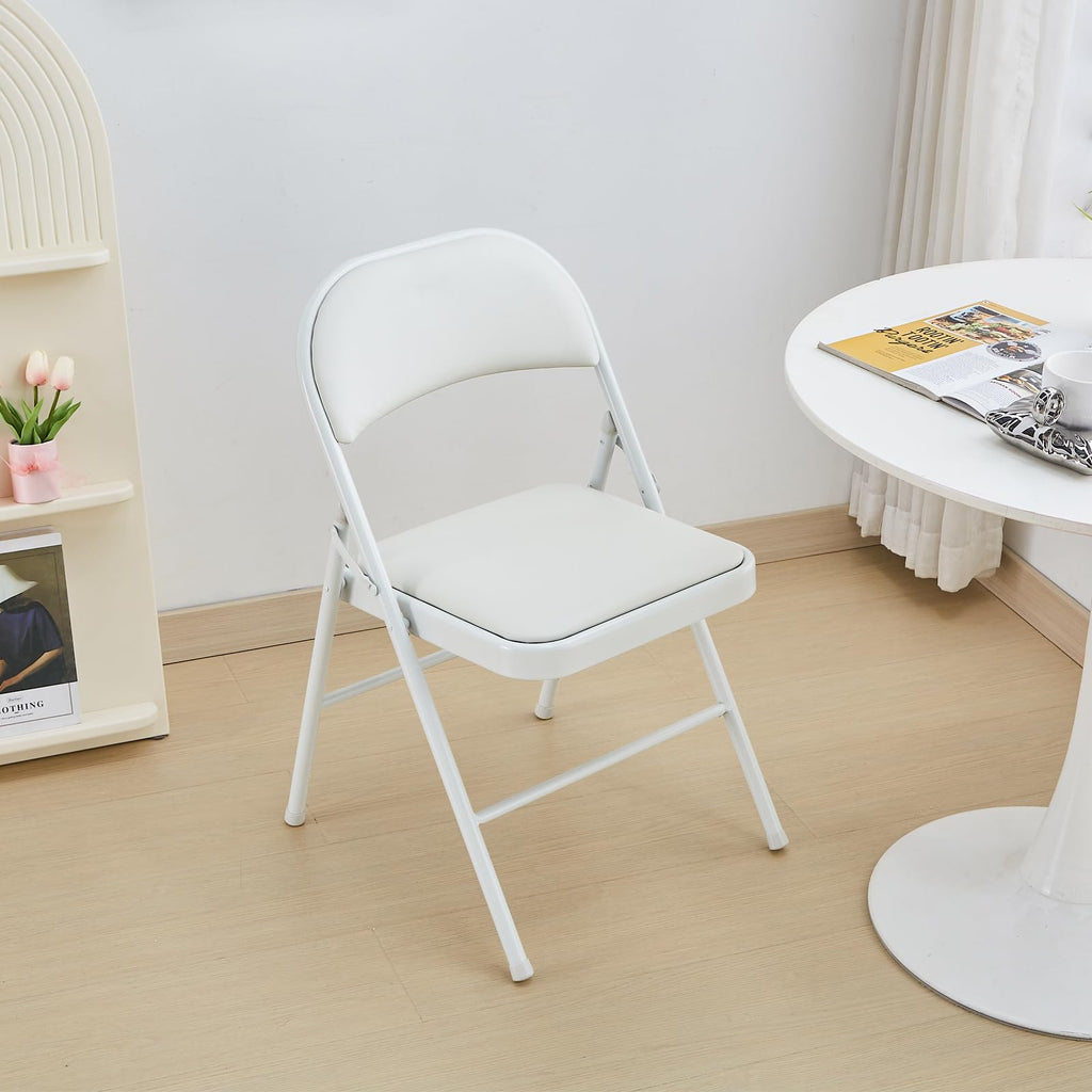2-Pack Folding Chair Vinyl Padded and Metal Frame Heavy Duty Foldable Chair with Backrest & Padded Seats for Meetings