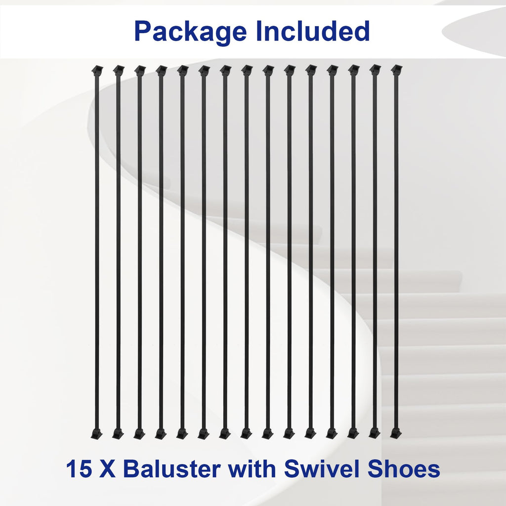15 Pack Iron Balusters 44" Square Hollow Stair Spindles