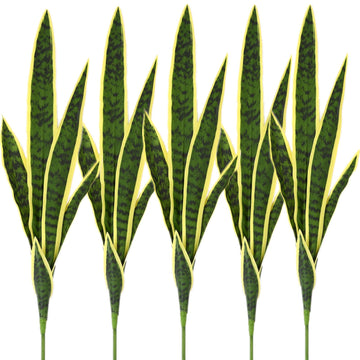 5 Pack Artificial Snake Plants Faux Agave Plant Fake Sansevieria Unpotted 30 inch Artificial Plants Suitable for