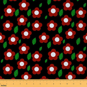 Kawaii Flower Print Fabric by The Yard Soft Polyester, Cartoon Geometric Plant Fabric for Craft Lovers and Sewing