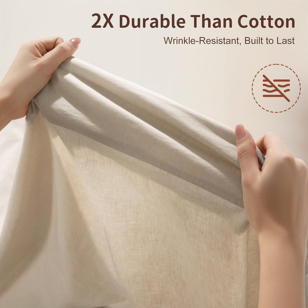 100% French Pure Linen Sheets, Breathable, Soft