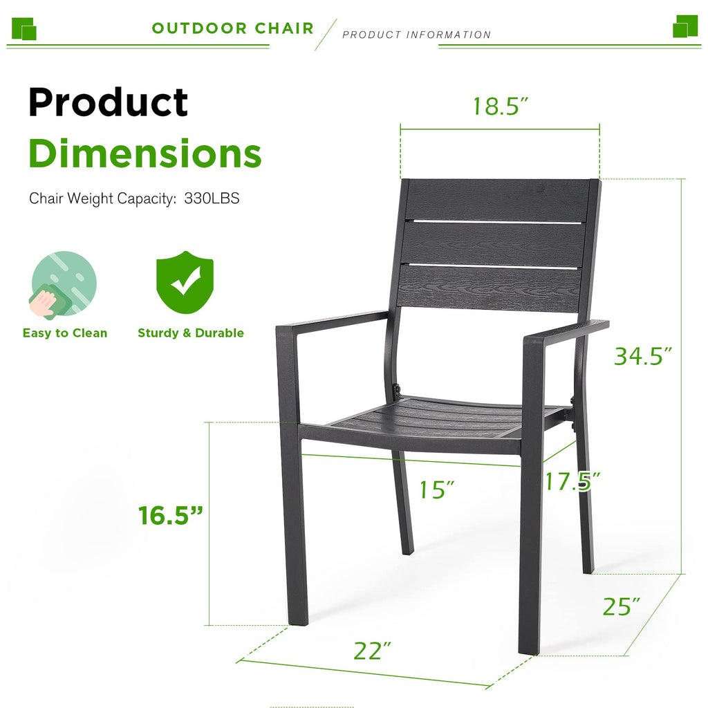 4 Pieces Outdoor Dining Chairs, Aluminum Frame Stackable Patio Chair with Armrest for Garden, Poolside, Backyard