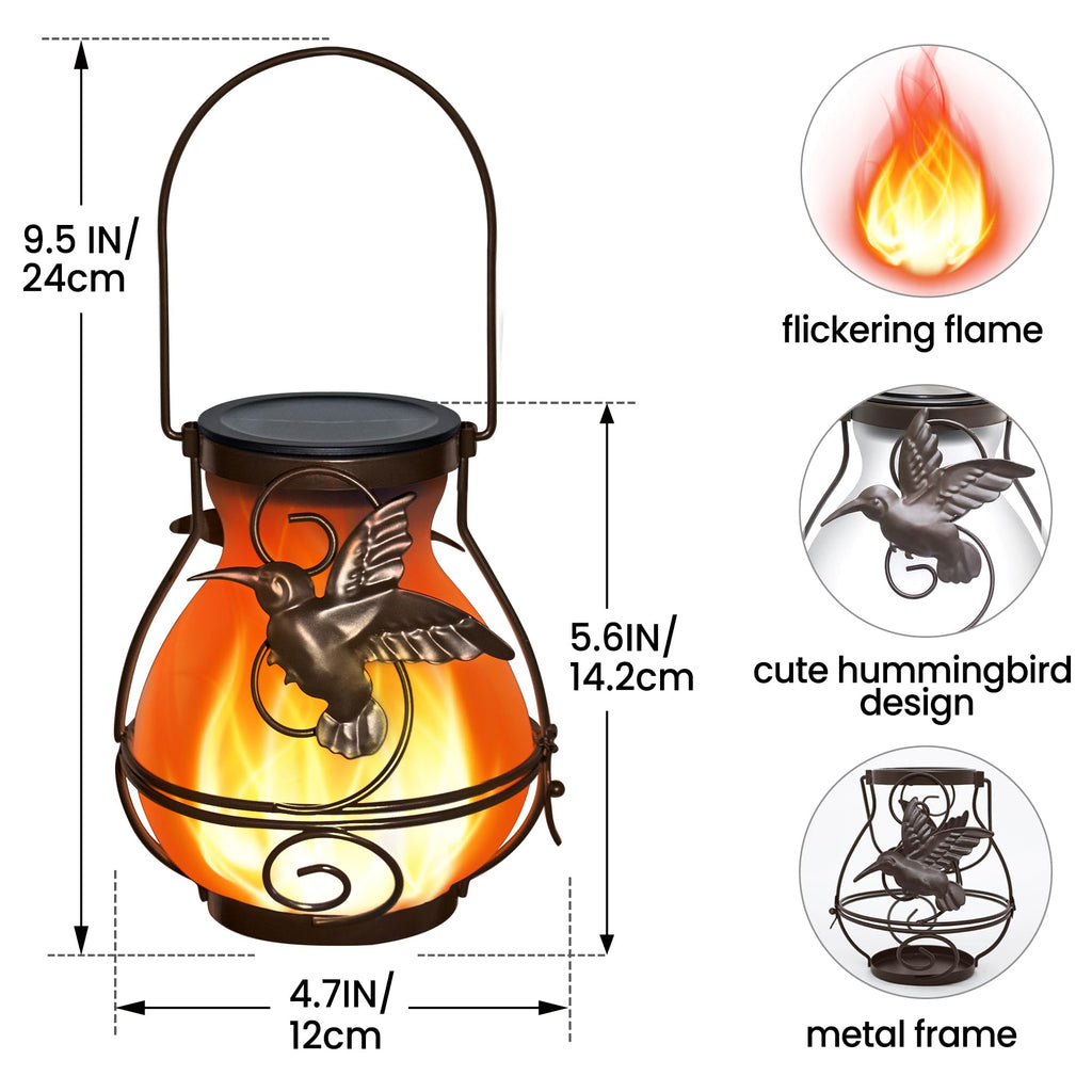 Lanterns Outdoor Waterproof Hummingbird Hanging Solar Lantern