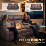 3-Seater Loveseat Recliner Sofa, Home Theater Seating Reclining Couch with Flip Middle Backrest