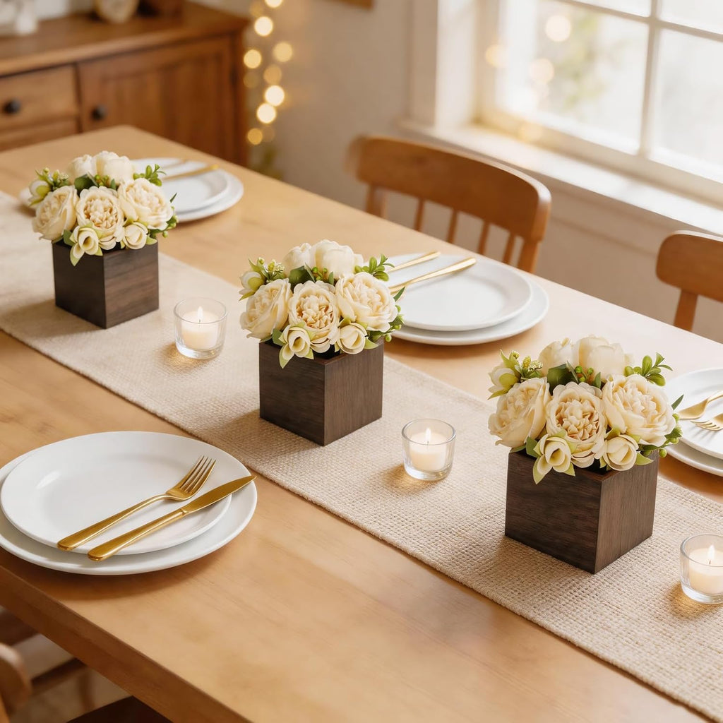 Small Mini Artificial Flower Table Centerpieces Decor - Set of 3