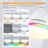 Ceiling Fans with Lights, 52 Inch Low Profile Ceiling Fan with Light and Remote Control,Reversible,RGB,3CCT, Dimmable,Quiet,White Ceiling Fan for Bedroom Indoor/Outdoor Use A101-B0DTDFC6GH