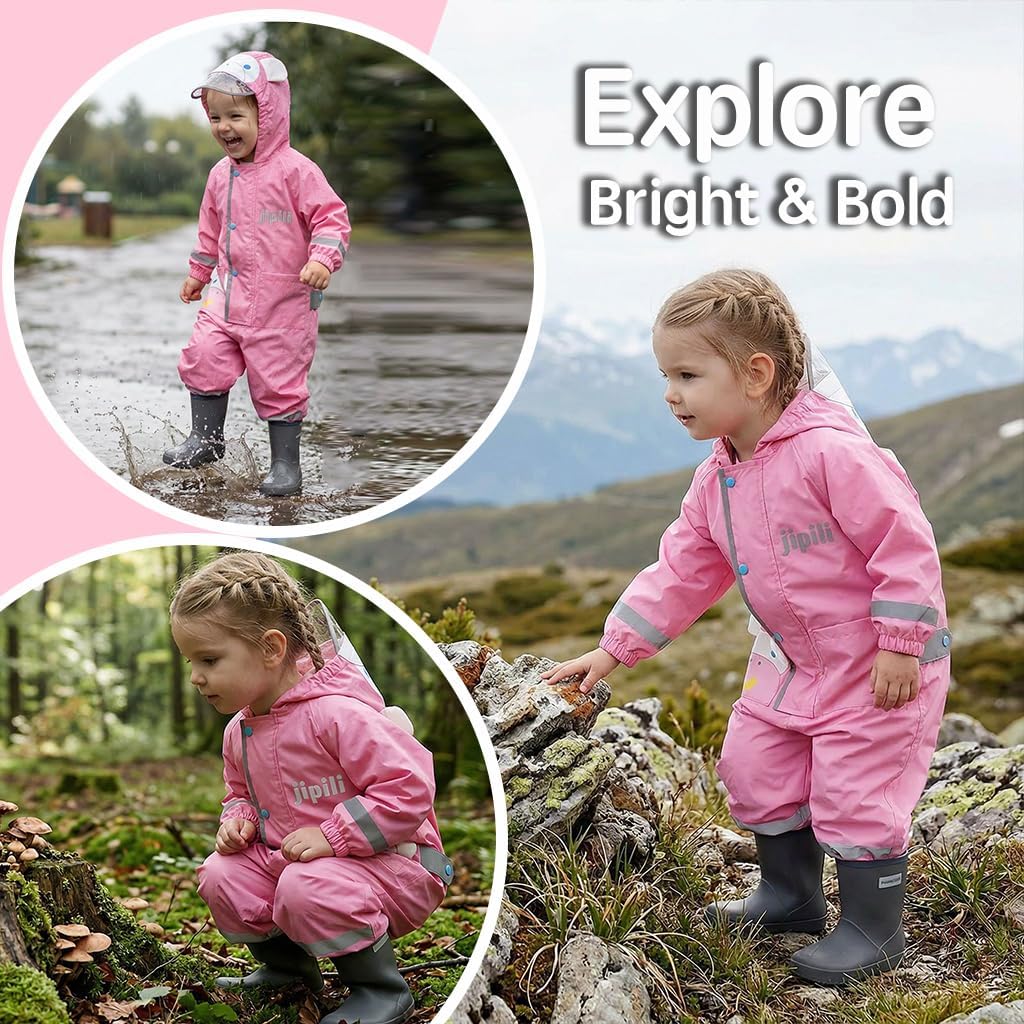 Toddler Rain Suit Waterproof Coverall One Piece Rain Suit Kids