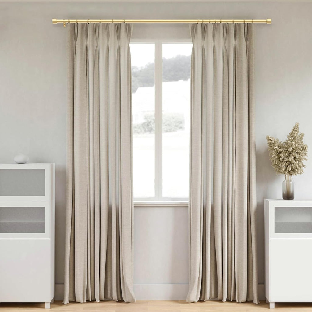Gold Curtain Rods for Windows, 1 Inch Adjustable Heavy Duty Easy Install Curtain Rods Set (Gold, 30"-90")