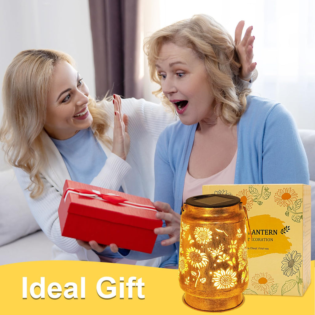 Sunflower Solar Lanterns Outdoor Waterproof, Birthday Gifts for Women Mom