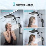Rain Shower Head with Handheld Spray Combo Set, Adjustable 12" Rainfall Dual Shower Head, Double&Tandem Shower Head