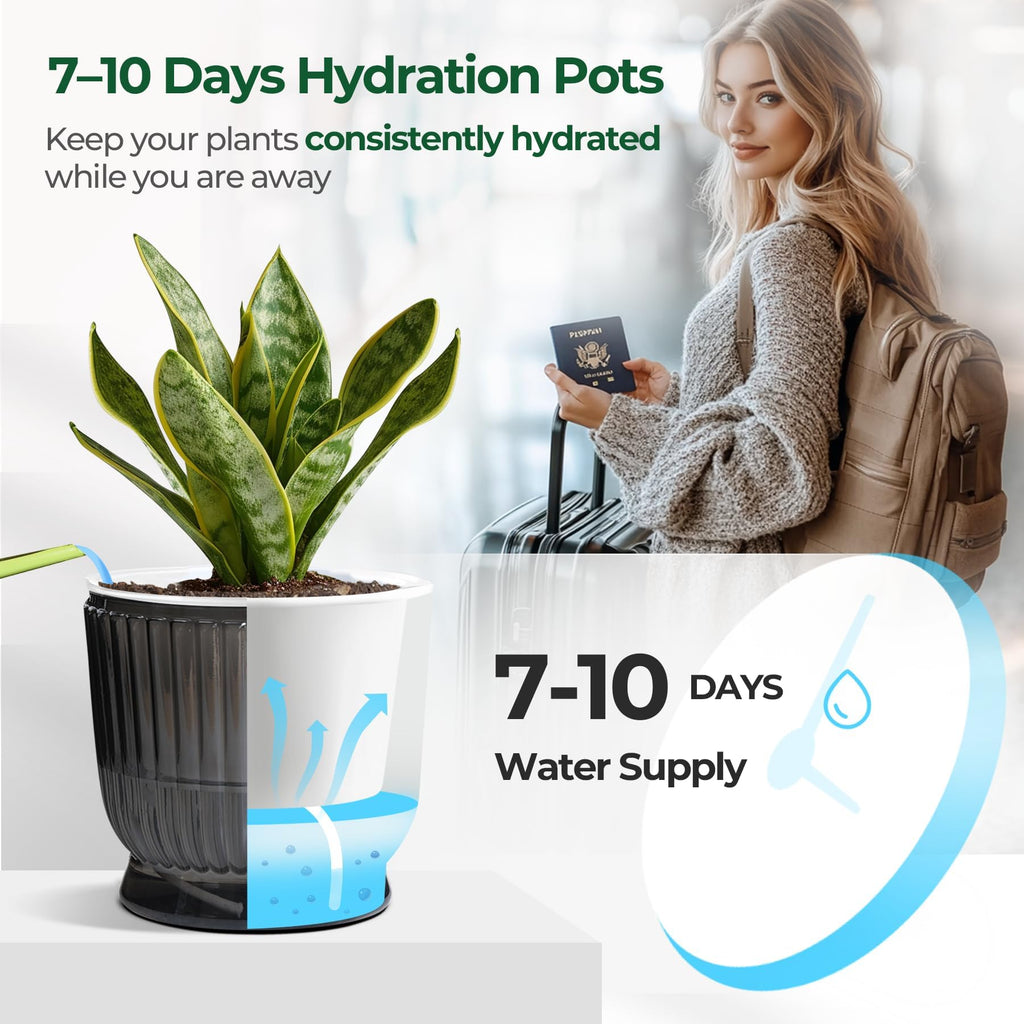 Self Watering Pots for Indoor Plants 4 Inch 4 Pack Planter Gray