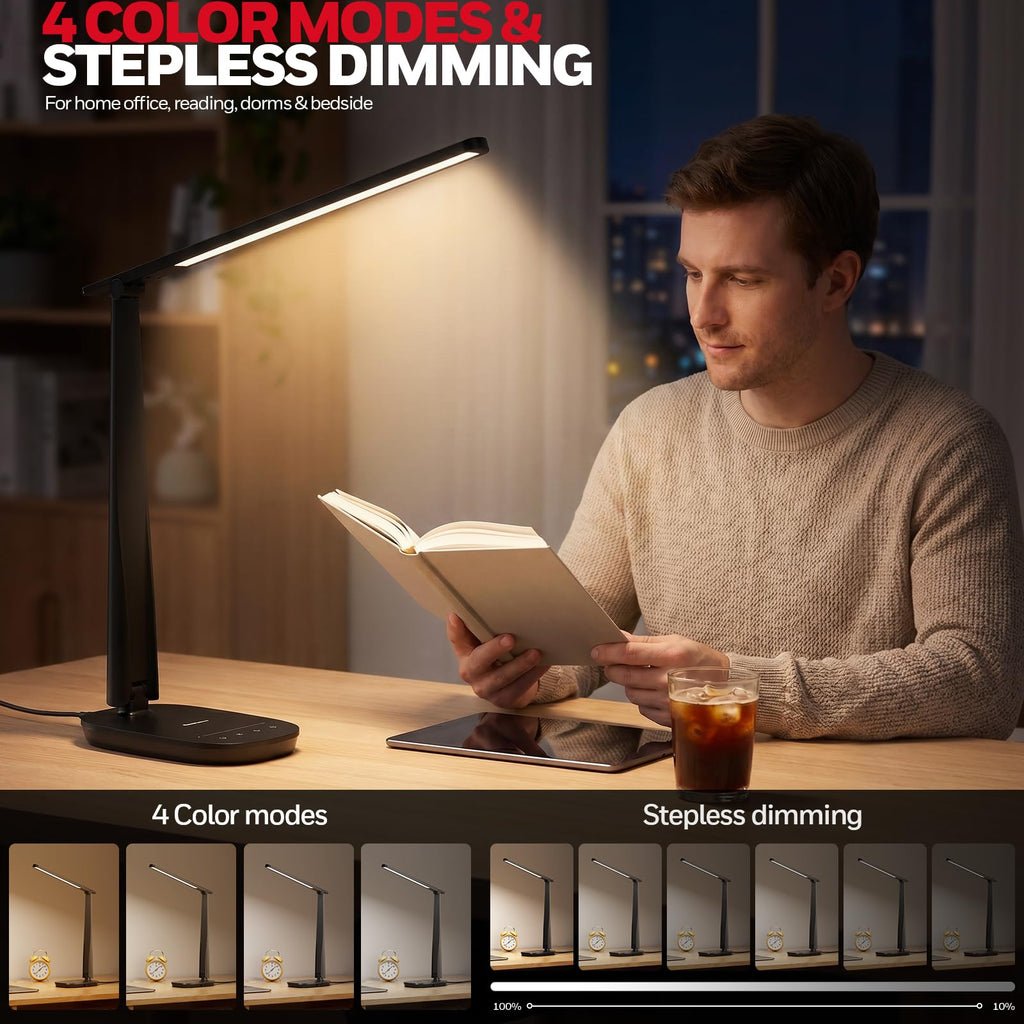 LED Desk Lamp Eye-Caring Dimmable Reading Light
