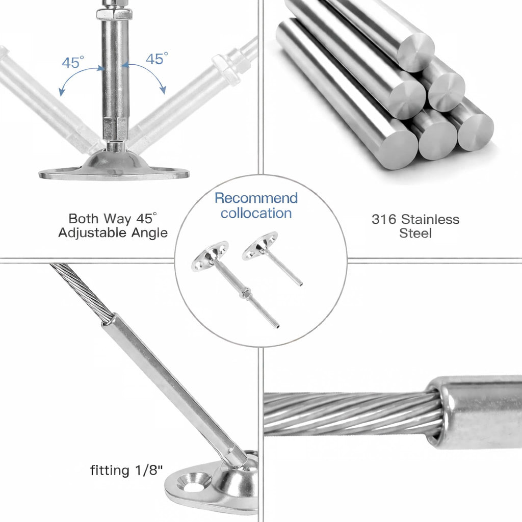 MR.RAIL 10 Pairs 1/8" Cable Railing Hardware, Swage Tensioner, Wood Posts
