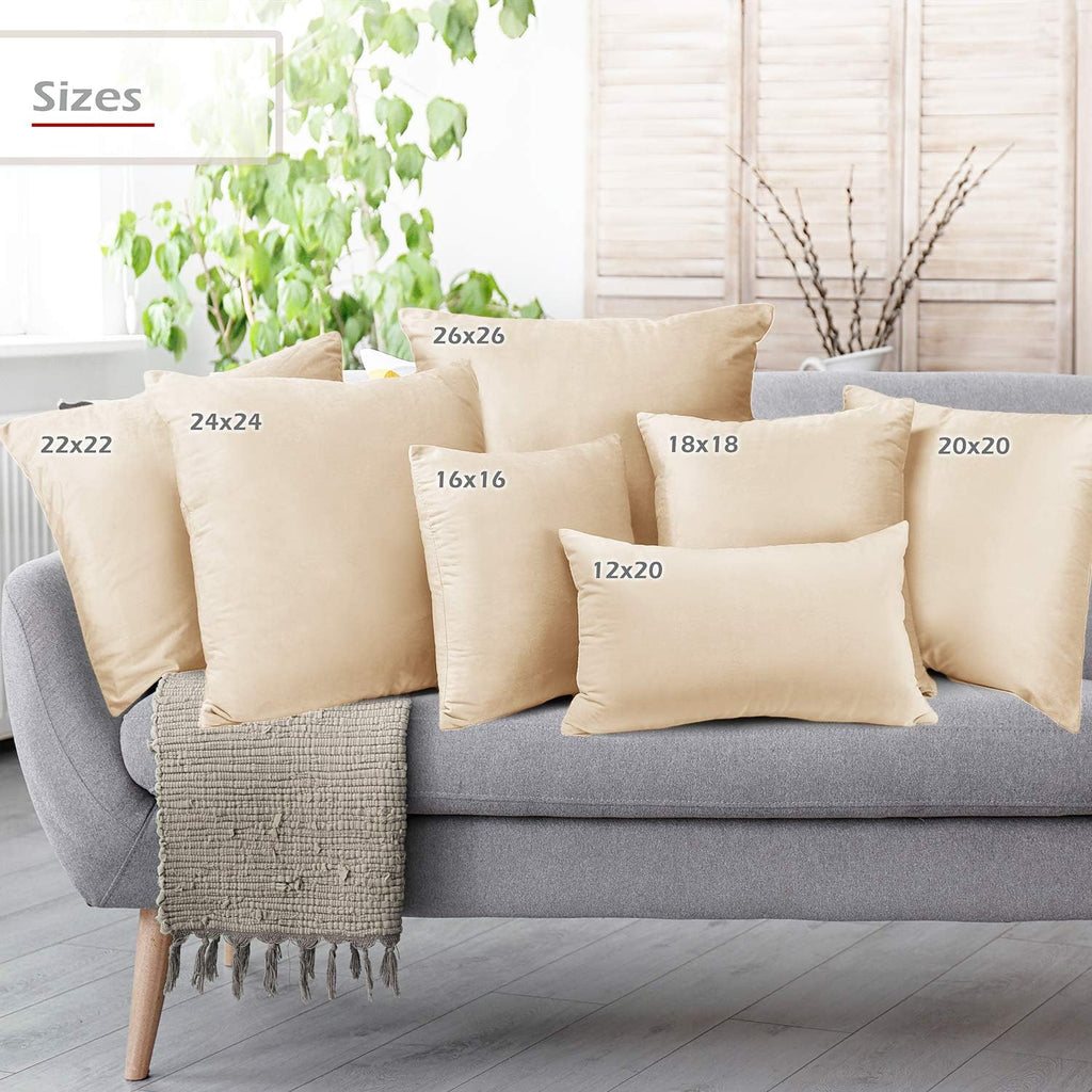 Throw Pillow Covers, Cozy Velvet Decorative Outdoor Pillow Covers 20X20 Inches, Soft Solid Cushion Covers, Set of 4