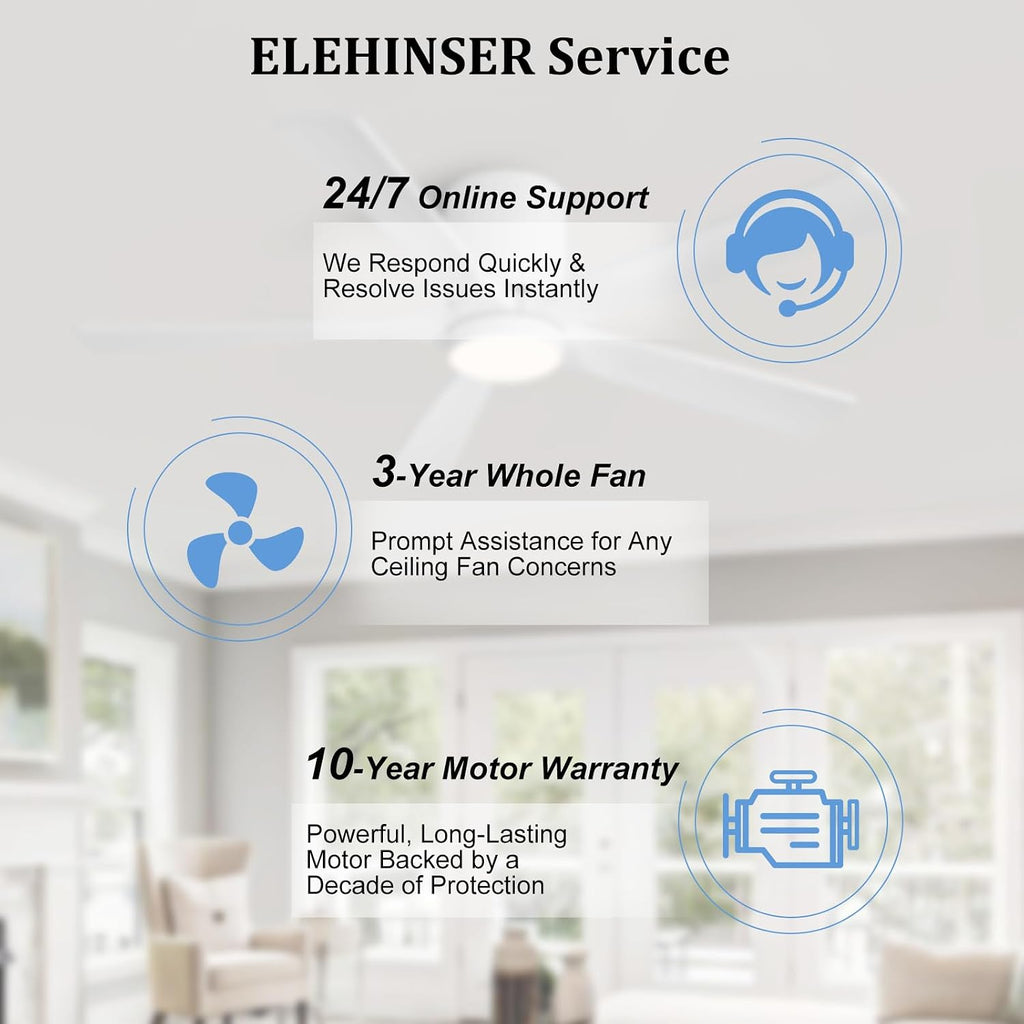 52 Inch Flush Mount Ceiling Fan with Lights, Low Profile Modern Ceiling Fan with Remote, Quiet DC Motor, 6-Speed