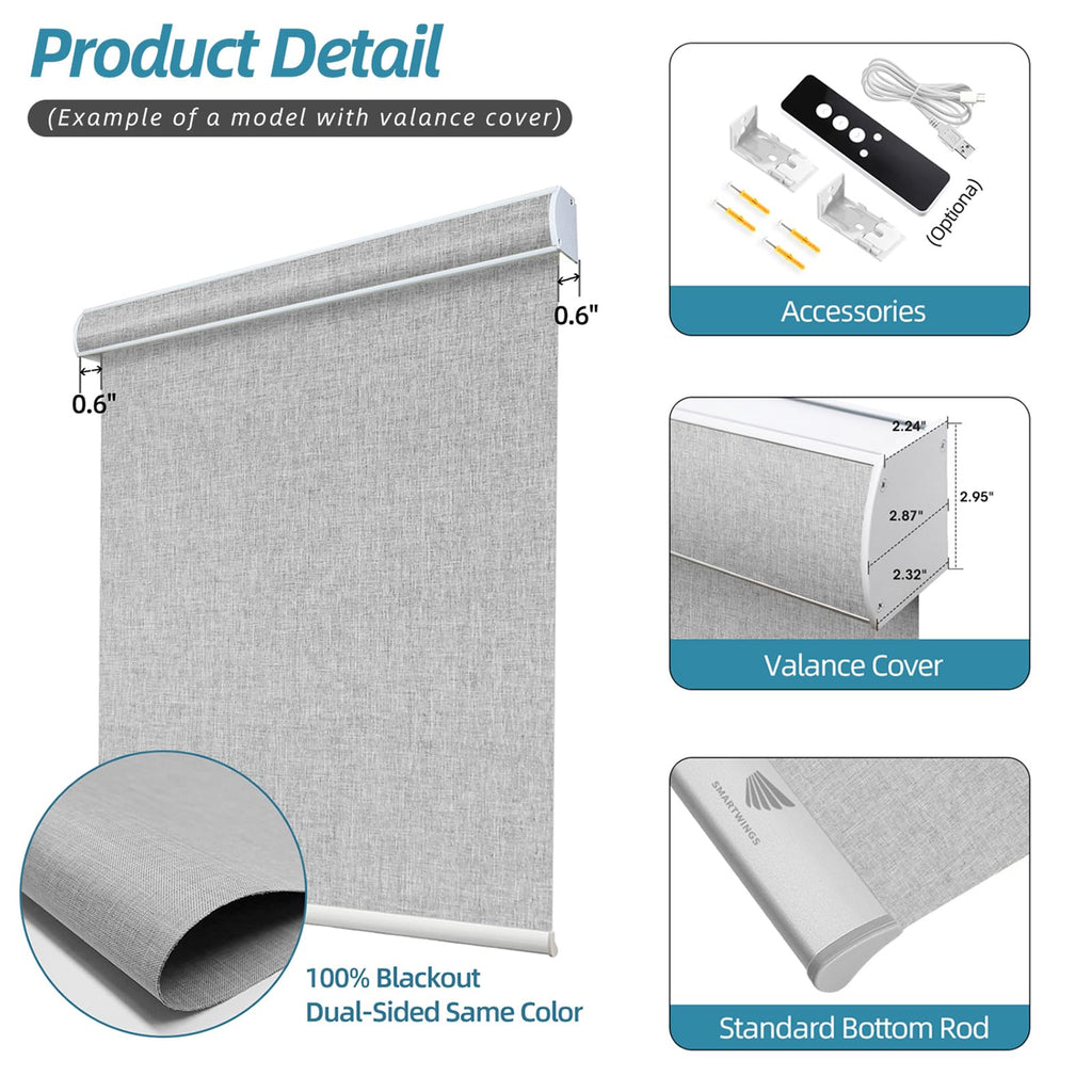 Motorized Blinds with Remote for Windows, Automatic Smart Blinds Electric Roller Shades Blackout work with Alexa