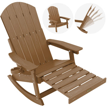 Adirondack Rocking Chairs, with Footrest, 5-Level Adjustable Backrest