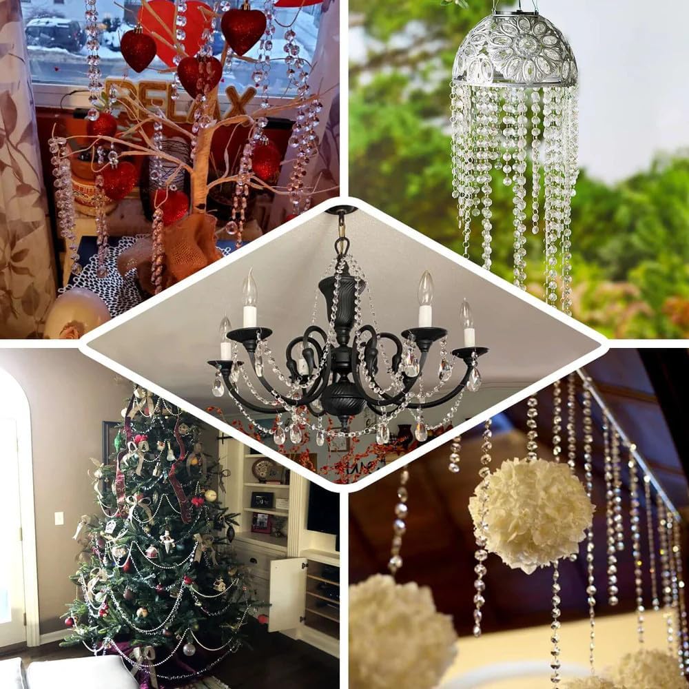 33ft Acrylic Crystal Beads Garland 14mm Chandelier Gem Beads Chain Hanging Crystals Beads Strings for Wedding Party