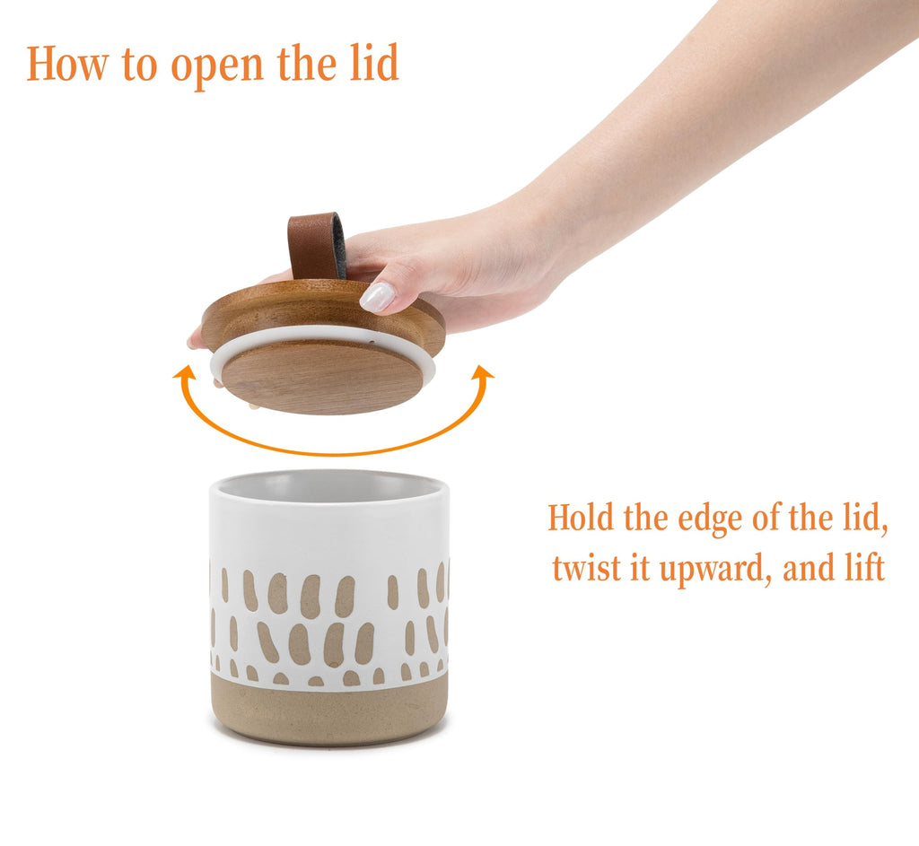 18 FL OZ Boho Ceramic Jar Set, Airtight Bamboo Lid, Coffee Ground Canisters