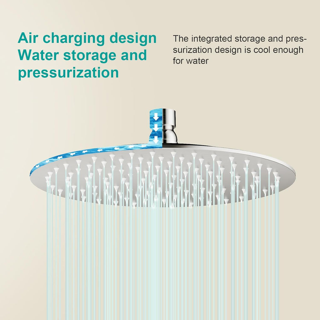 All Metal Rain Shower Head - Heavy Duty Stainless Steel, Easy Install, High Water Flow