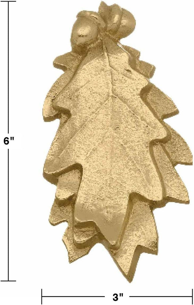 Oak Leaf Door Knocker Solid Brass Polished Finish 6 Inch Decorative Front Door Hardware with Mounting Screws