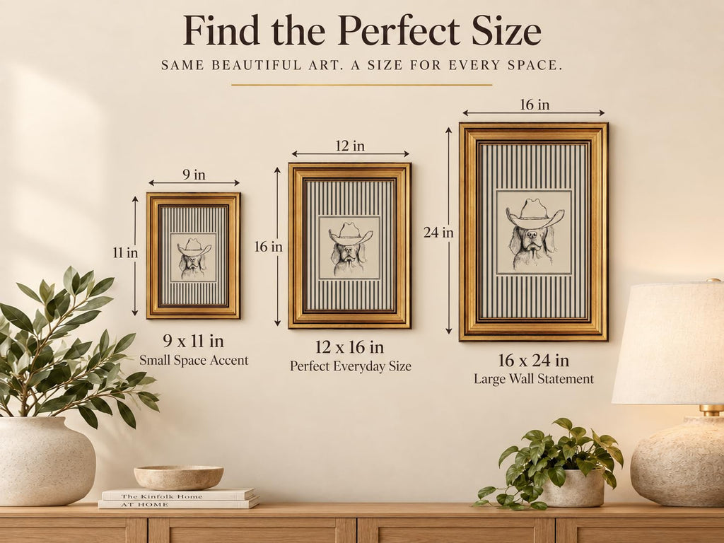 Cowboy Dog Framed Wall Art Western Dog Wall Decor 16×24 In