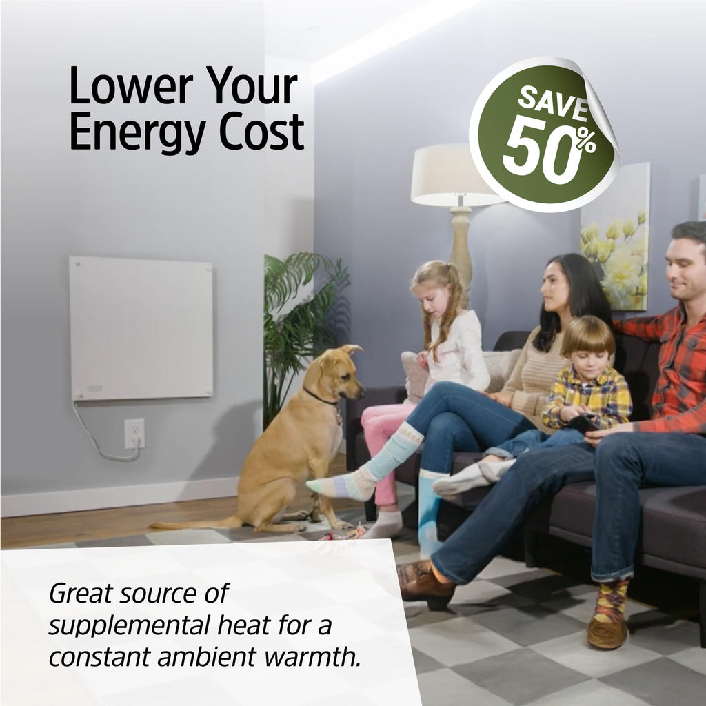 Convection Wall Heater with Thermostat - 400W Electric Wall Mounted Space Heater Panel - Updated Model, 120V - Heats