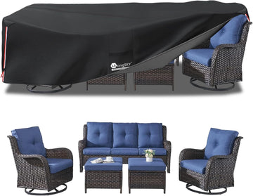 Outdoor Furniture Covers Waterproof,600D Heavy Duty Patio Furniture Covers for 6/7/8 PCS Sets Sectional Sofa Couch