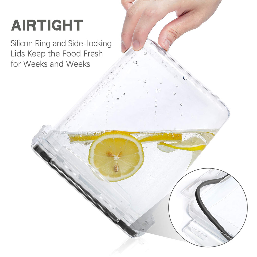 Large Food Storage Containers with Lids Airtight 5.2L /176Oz, for Flour, Sugar, Baking Supply, 3PCS BPA Free Plastic