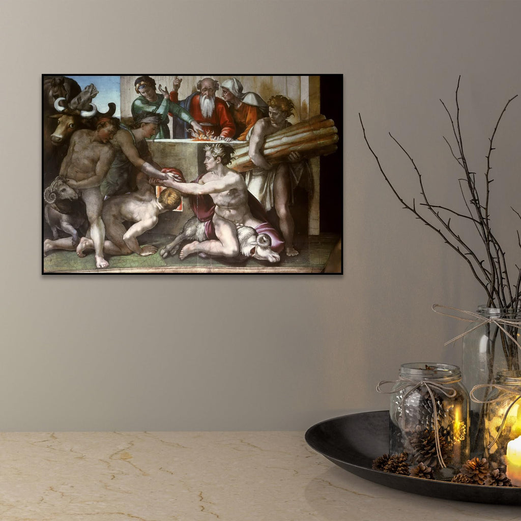 Michelangelo Canvas Wall Art Sacrifice of Noah Poster Religious Culture Art Romanticism Renaissance Historical