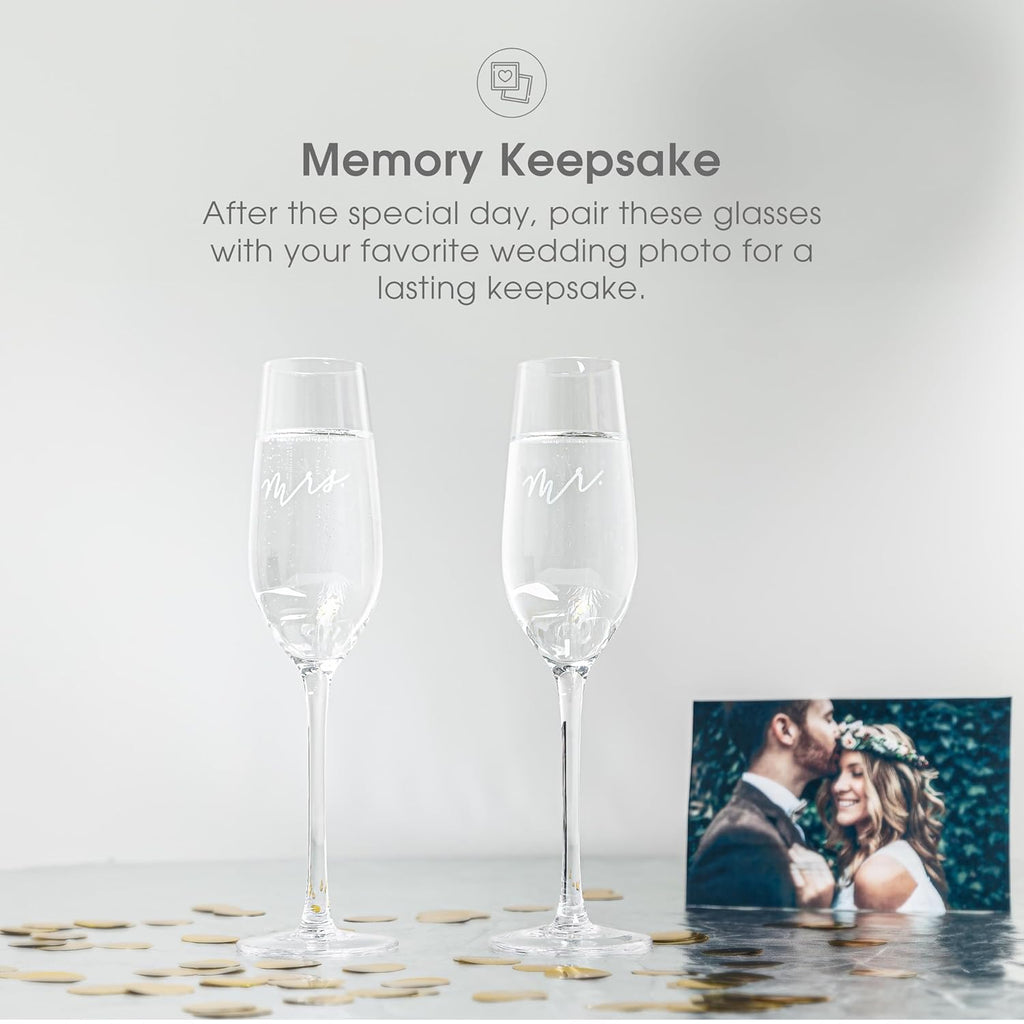 Mr. & Mrs. Champagne Flute Set - Elegant His and Hers Wedding Toasting Glasses for Unforgettable Celebrations, Bridal