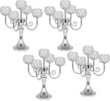 5 Arm Metal Crystal Candelabra Centerpiece - 13.4 Inch Elegant Candle Holder with Crystal Beadsable Decoration (4