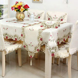 68"X120" Oblong Flower Embroidered Lace Tablecloth, Floral Vintage Classic Rectangular Table Cloth C