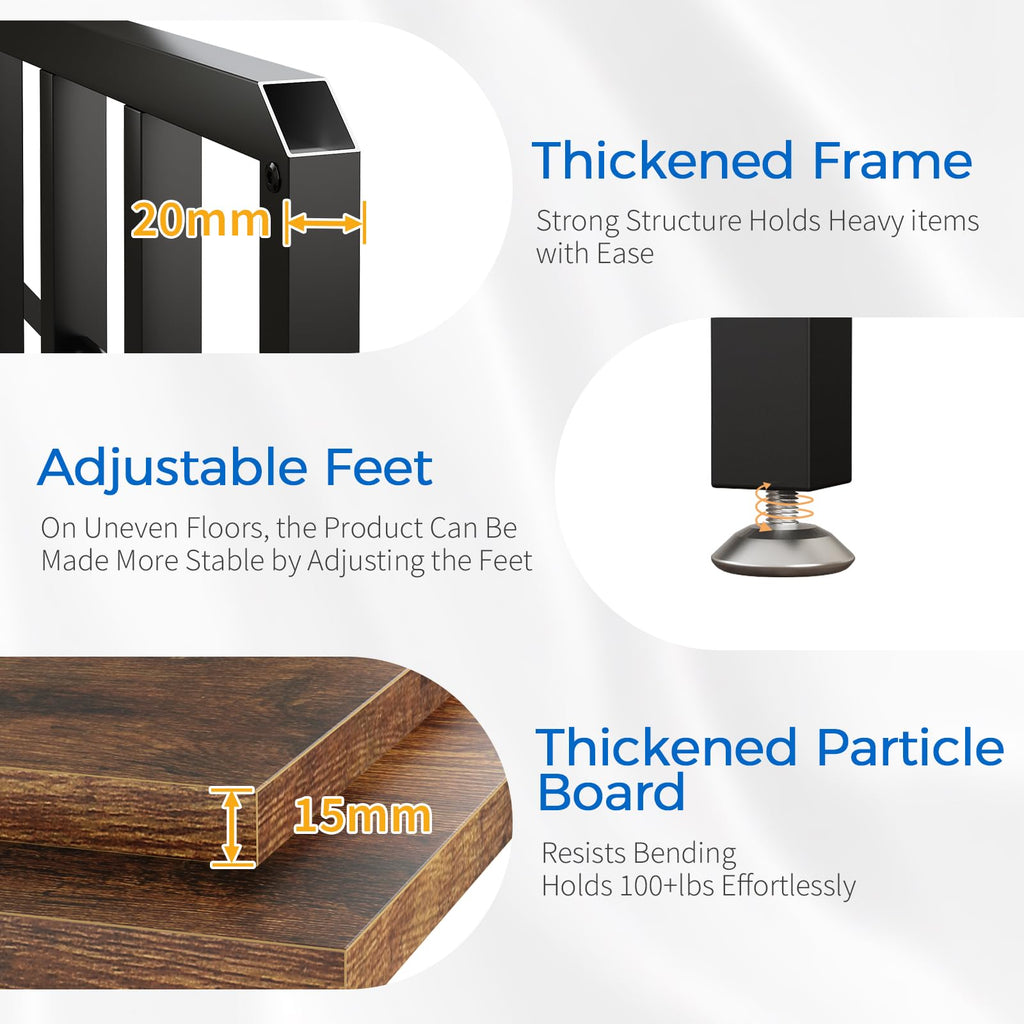 20-29-37 Gallon Fish Tank Stand with Power Outlet, Adjustable Aquarium Stand, Heavy Duty Terrarium Stand, Metal Frame