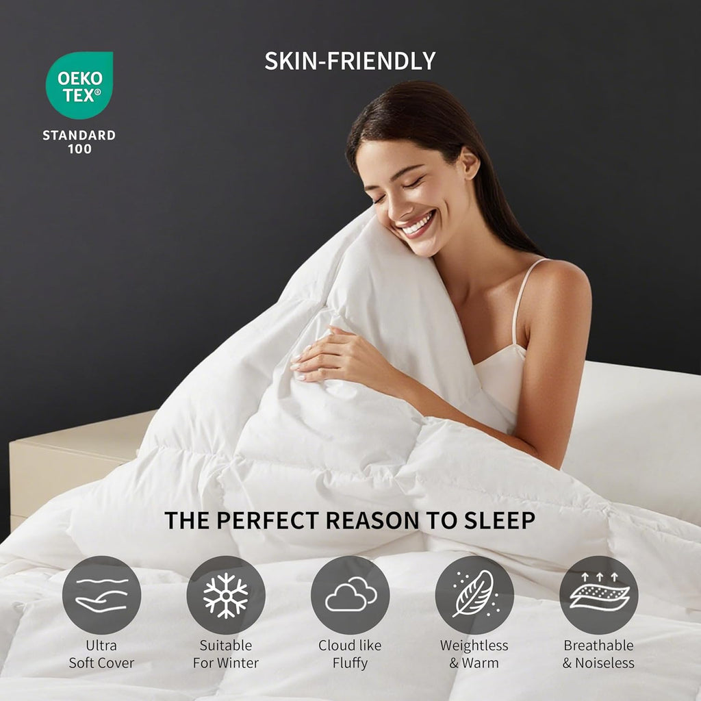 Feather Down Comforter Queen, All Season White Duvet Insert