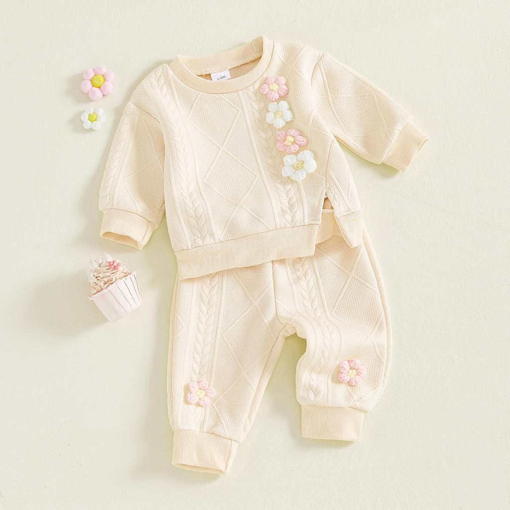 Toddler Baby Girl Outfits Long Sleeve Solid Sweatsuit Pants 2 Piece Clothes Fall Winter Infant Sweater Set