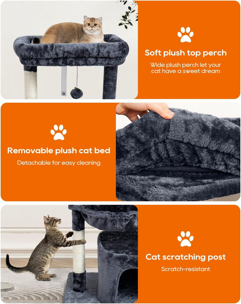 Small Cat Tree for Indoor Cats, Cat Tower with Scratching Post